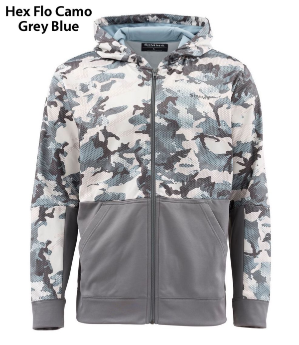 Simms Challenger Hoody Full Zip Hex Flo Camo Grey Blue Simms Challenger Hoody Full Zip Hex Flo Camo Grey Blue
